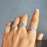 Natural Aquamarine Ring, Women Ring, Electroplated Statement Ring, Star Boho Ring, Handmade Ring, Gemstone Ring, March Birthstone Ring